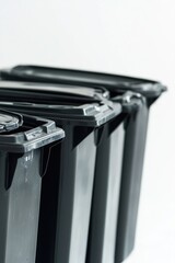 Poster - Row of stacked trash cans with flat tops, suitable for urban or industrial scenes