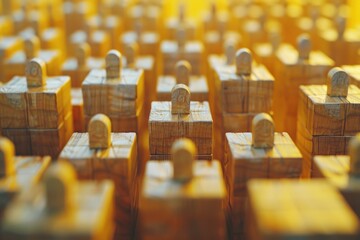Poster - A close-up view of a stack of wooden blocks