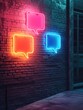 © Alexandr - Brick Wall with Neon Speech Bubbles