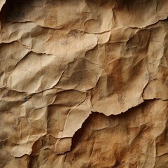 Poster - Close-up view of a fragment of brown paper with subtle texture and creases