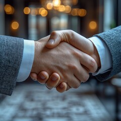 Poster - A close-up shot of two individuals shaking hands, conveying a sense of agreement or partnership
