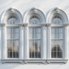 Poster - Windows with white curtains, ideal for interior design or real estate photography