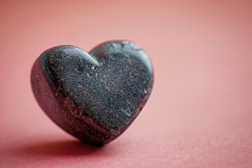 Poster - A heart-shaped rock sits on a pink surface, perfect for romantic or wedding decorations