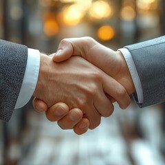 Poster - Close-up of two individuals shaking hands, symbolizing agreement or partnership