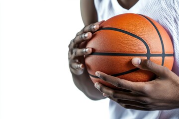 Poster - A person holding a basketball, suitable for sports or fitness-related uses