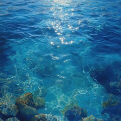 Poster - A serene scene of calm water with a bright sunny sky above