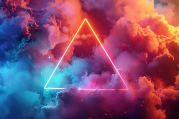 Poster - A triangle shape is visible in the middle of a cloudy sky