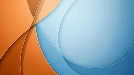 Poster - Smooth overlapping shapes in orange and blue create a dynamic and modern abstract background, perfect for various design projects requiring a touch of elegance and style