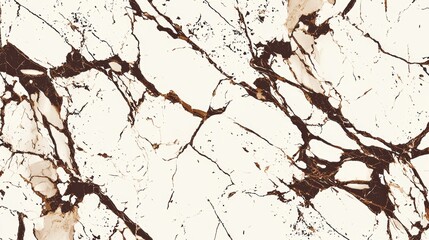 Poster - White marble stone surface featuring a captivating natural pattern created by intricate brown and gold veins, suitable for various design and architectural applications