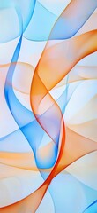 Poster - Smooth, translucent orange and blue lines intertwine and overlap, creating a dynamic abstract composition against a soft white backdrop, ideal for backgrounds or design elements