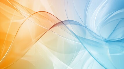 Poster - Smooth, translucent waves in shades of orange and blue create a dynamic and elegant abstract composition, blending seamlessly across a gradient backdrop