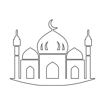 Continuous Line Drawing of Mosque - Minimalist Vector Illustration, Islamic Line Art Design
