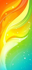 Poster - Creating a visually captivating abstract background with smooth, flowing shapes in a vibrant palette of warm oranges, yellows, cool greens, and blues, highlighted by delicate white particles