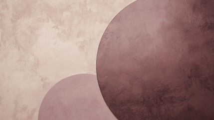 Poster - Pink and burgundy decorative stucco circles are overlapping on a textured background, creating a stylish and modern abstract composition with copy space