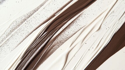 Poster - Smooth, swirling strokes of white and brown cream create a captivating abstract pattern, highlighted by delicate speckles that add depth and visual interest to the composition