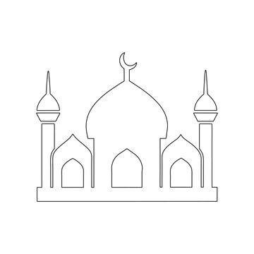 Continuous Line Drawing of Mosque - Minimalist Vector Illustration, Islamic Line Art Design
