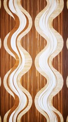 Poster - Vertical wooden texture showcasing a modern wavy pattern, creating an elegant and stylish design, perfect for interior design or decorative projects