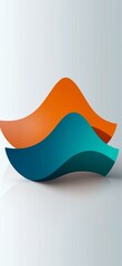 Poster - Two abstract shapes resembling waves, one orange and one teal, create a dynamic composition against a minimalist white background, suggesting fluidity and modern design