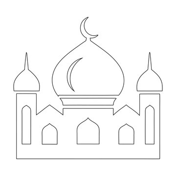 Continuous Line Drawing of Mosque - Minimalist Vector Illustration, Islamic Line Art Design
