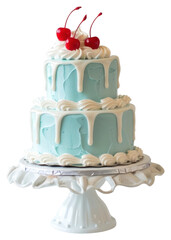 Poster - PNG Elegant blue two-tier cake