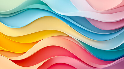 Fototapete - Soft, undulating layers of color form a tranquil yet energetic background, emphasizing flow and harmony in design, Perfect for background use in videos and projects