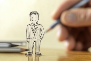 Poster - A businessman holds a pencil, symbolizing creativity and innovation