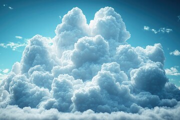 Poster - A blue sky filled with numerous white clouds, suitable for use in travel or weather-themed projects
