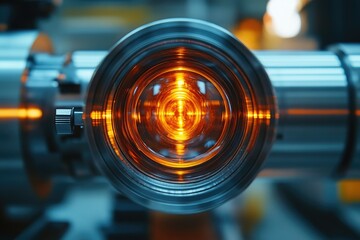 Poster - Close-up shot of a metal object emitting a bright yellow light