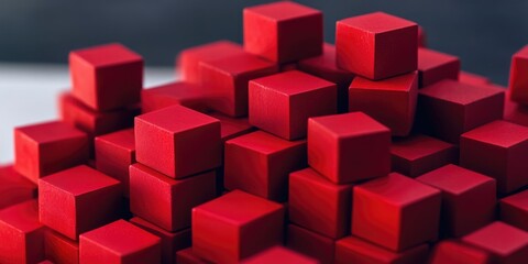 Aufkleber - A stack of bright red cubes resting on a flat surface