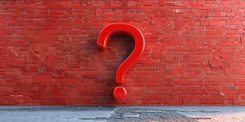 Poster - A single red question mark on a brick wall, perfect for highlighting uncertainty or curiosity