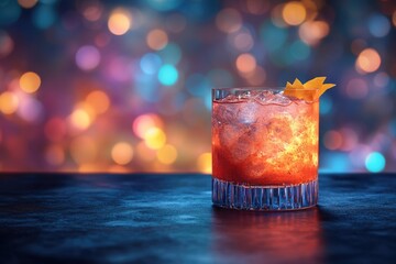 Poster - A glass filled with a drink sitting on top of a table, suitable for use in images of everyday life or hospitality settings