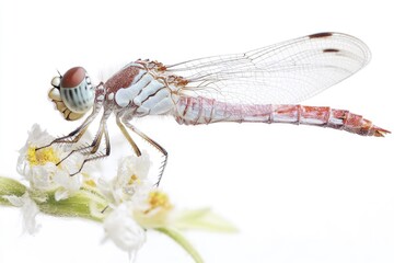 Poster - A close-up view of a dragonfly sitting on a flower
