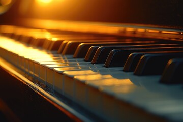 Poster - A detailed view of a piano's keys, perfect for music-related uses