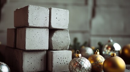 Aufkleber - A stack of cement blocks placed on a flat surface