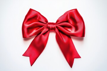 Poster - A small red bow sitting alone on a white surface