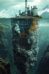 Poster - A futuristic structure suspended in the open sea