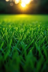 Poster - A serene scene of a field of grass at sunset, perfect for use in outdoor and nature-inspired designs