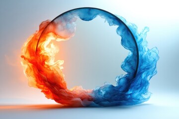 Poster - A blue and orange object on a white background