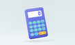 © N ON NE ON - Purple calculator and basic math plus minus multiplication divide number education Mathematic learning economics of accountant calculation financial business tax or vat 3D vector illustration