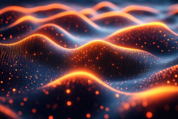 Fototapete - A digital illustration of wave patterns and dots, suitable for use in presentations or data visualization