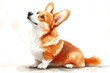 © Alena - A corgi dog sitting on the ground with a calm expression