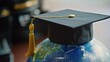 © Vii - A graduation cap resting on the surface of a globe
