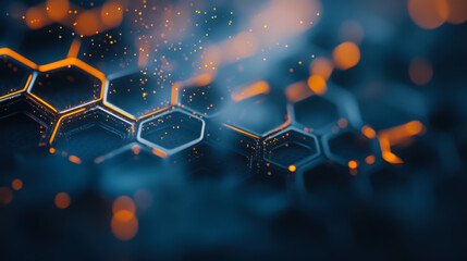 Aufkleber - Intricate glowing hexagonal patterns illuminated in a dark space creating a mesmerizing visual effect