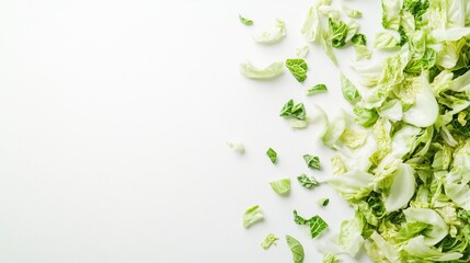 Canvas Print - Sliced cabbage arranged on a white background emphasizing fresh ingredients for healthy salads and nutritious meal options