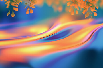 Poster - a colorful background with leaves and water