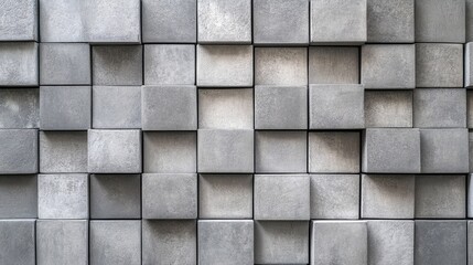 Wall Mural - Gray mosaic tile wall texture in a square form creates an artistic and modern background for interior design and architectural projects.