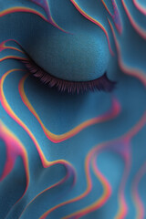 Poster - a close up of a woman ' s eye with a colorful pattern