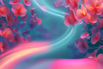 Aufkleber - a bunch of pink flowers on a blue background