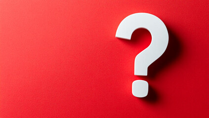 Poster - Question mark symbol on bright red background for emphasis in communication or design projects