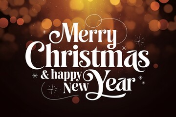Poster - Elegant Merry Christmas and Happy New Year text on a soft, glowing background lights